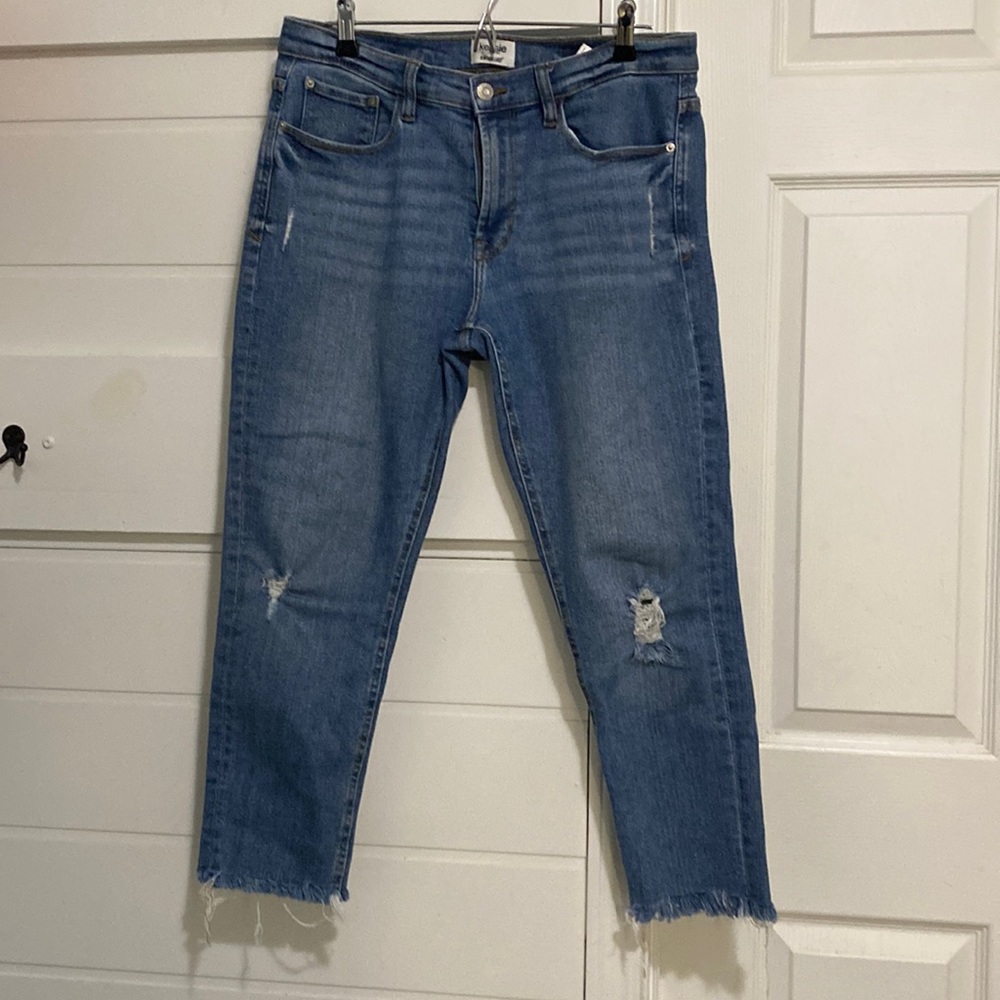 Kenzie high waist girlfriend crops with distressing